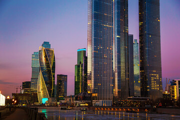 Fototapeta premium High-rise buildings of the Moscow City business center on the banks of the Moskva River.