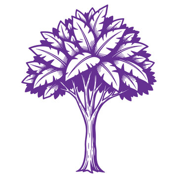 Illustrated Purple Tree Silhouette Design Element for Nature and Environment Themes