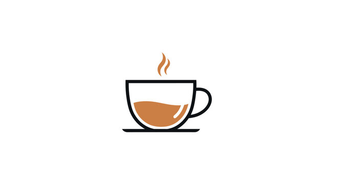 A simple minimalist icon of a hot cup of coffee on a small saucer