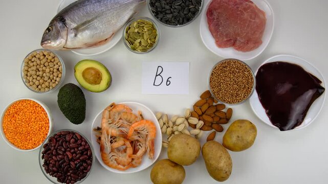 Foods that contain vitamin B6. Selective focus.