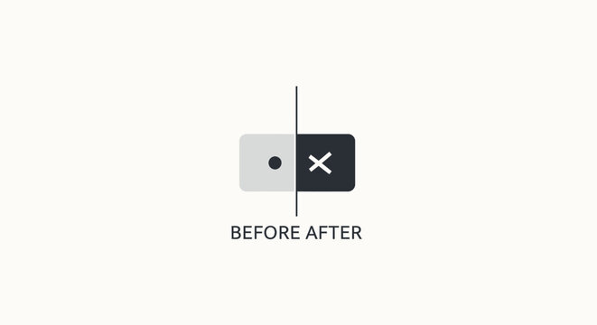 Conceptual graphic illustrating the difference and transformation or before and after visualization