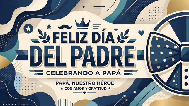 Feliz D&iacute;a del Padre horizontal banner illustration design