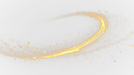 Swirling particles create a golden trail isolated on transparent background, in a creative design scene, light overlay, PNG © denzelll