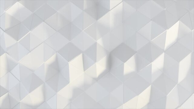 Elegant polygonal white surface backdrop with smooth motion.