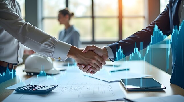Successful businessman handshake after a great deal partnership and financial growth concept