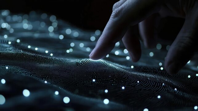 Hand interacting with digital surface pattern