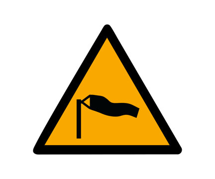 ISO 7010 W064 Warning Strong winds sign. ISO 7010 W064 Warning Sign for Strong Winds and Gusts, Yellow Triangular Safety Hazard Symbol.

