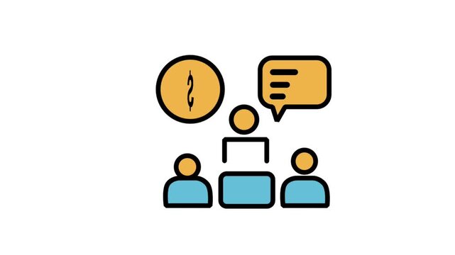 business expert speaker giving a lecture about financial money investment. Animated icon of a business expert speaker giving a lecture about financial money investment.