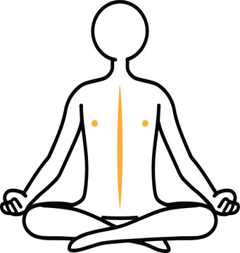 Person meditating with chakra energy points glowing along spine