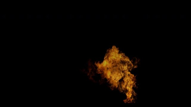 Isolated Fire Element Burning Hot with Flames and Smoke on a Black Background for Visual Effects.