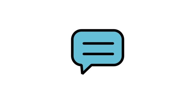 Blue speech bubble motion icon. Animated icon of a simple blue speech bubble for text message communication and chat.