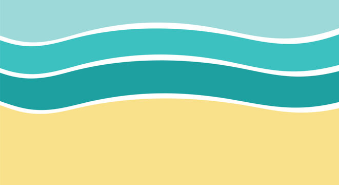 Abstract wavy teal and yellow beach background vector illustration