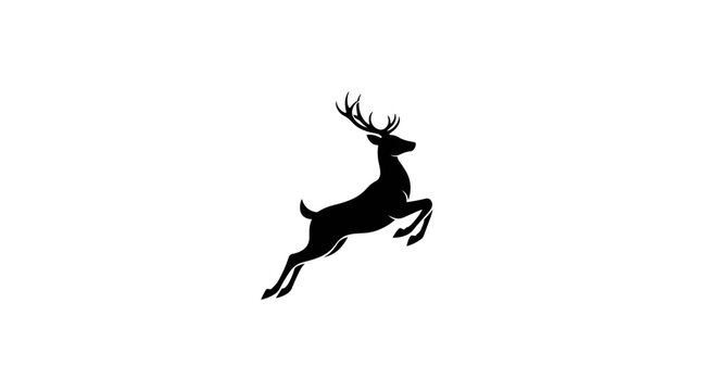 Black silhouette of a leaping deer.