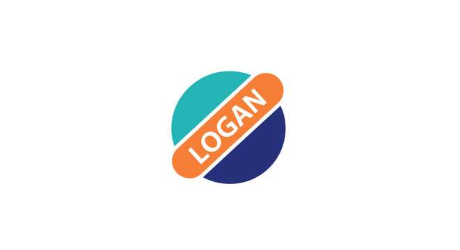 Modern logo design with the name Logan set on a circular shape with complementary colors