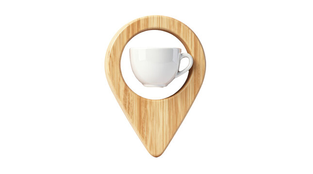Coffee cup location icon minimalist design digital artwork contemporary style abstract viewpoint gigapixel high fidelity