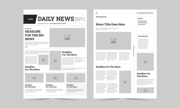 Newspaper Design Template editable print template classic black and white newspaper page template	