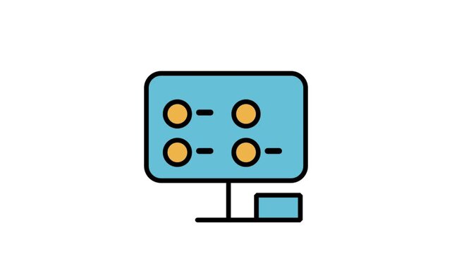 Animated presentation screen icon showing complex flowchart diagram representing business strategy or workflow planning.
