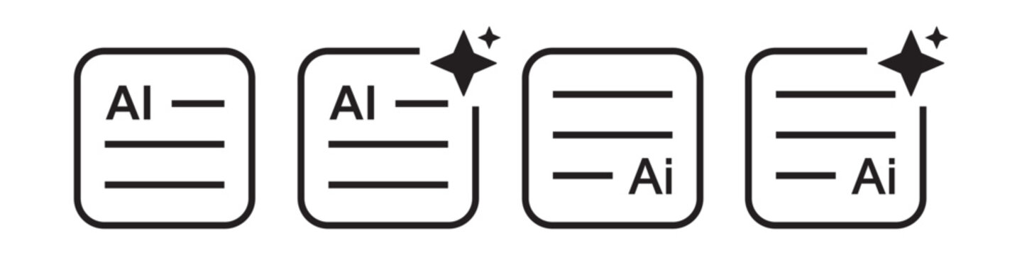 Ai prompt text generate set icon, vector illustration