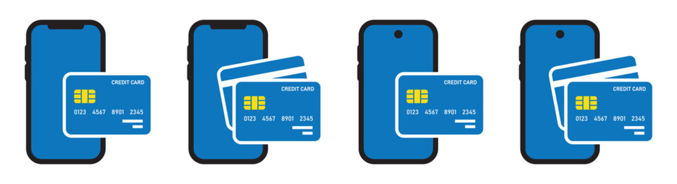 Credit payment card and phone icon, vector illustration