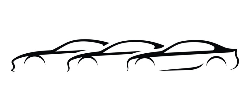 Automobile outlines abstract graphic design row cars