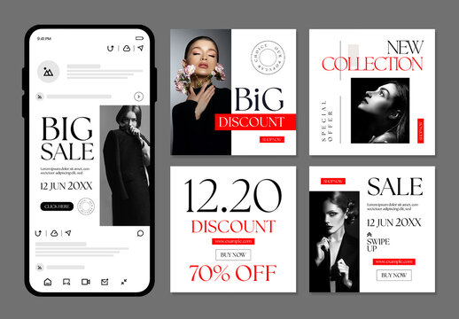 Fashion Sale Social Media Post Template Set