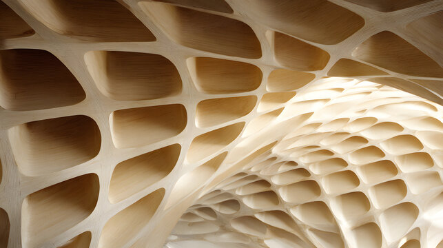 Parametric wooden ceiling background 
