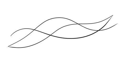 Hand drawn black line art wave design element vector sketch ©  MVectors