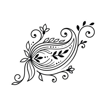 Paisley pattern for mehndi henna tattoo abstract design vector