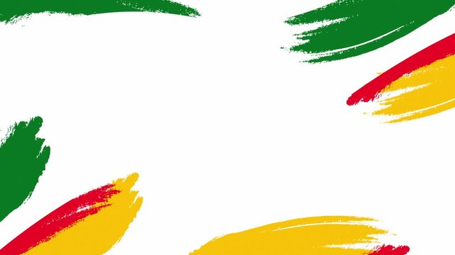 Pan-African Color Brush Stroke Border Background with Copy Space for Juneteenth celebration animation.