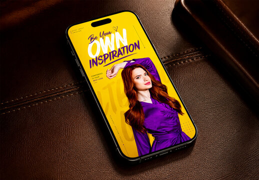 Realistic Smartphone Screen Mockup with Fashion Social Media Story Design