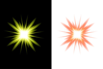 Fototapeta premium Light effect glowing starburst. On transparent background.