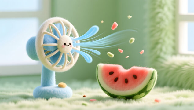 Summer Solstice Felt Watermelon and Fan