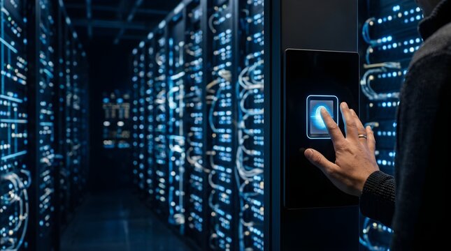 Fingerprint authentication access in a secure server room data center