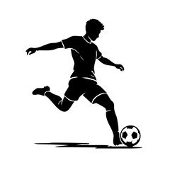 Fototapeta premium Dynamic Soccer Player Kicking Ball Silhouette Action Isolated