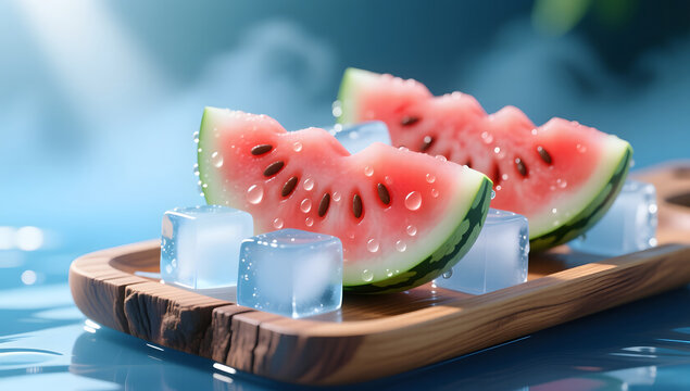 Summer Cooling Iced Watermelon Still Life