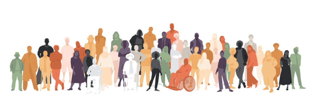 Different people together. Crowd concept.
