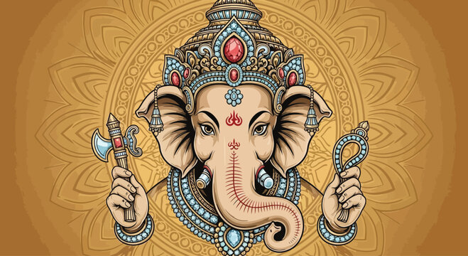 Ganesha Hindu Elephant God Idol Statue 1.