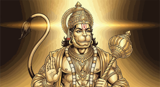 Hanuman Hindu Monkey God Statue.