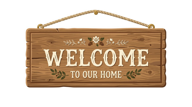 wooden welcome sign plaque  decorative rustic wood board for entrance sign  countryside style design
