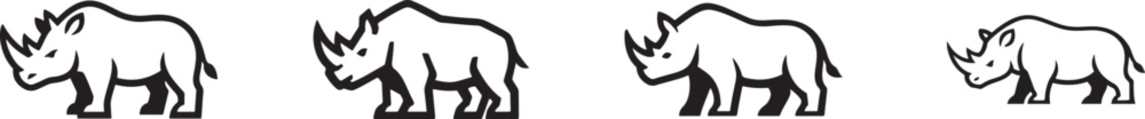 Rhinoceros line icon set in four stroke weights for wildlife, zoo and conservation use. © Md Ataullah 