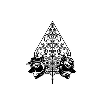 Traditional Javanese Wayang Gunungan and Mask Vector Culture Illustration