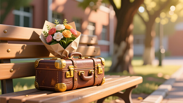 Farewell luggage and departure illustration for Graduation