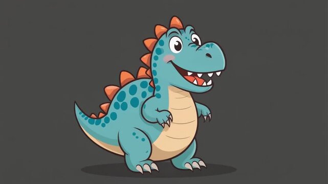 cute dinosaur mascot, flat color cartoon style, vector.