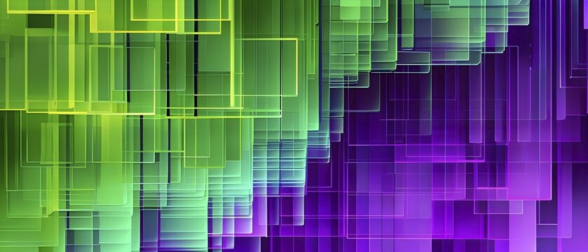Layers of translucent squares moving in a synchronized flow, resembling dynamic data visualization, AI generated
