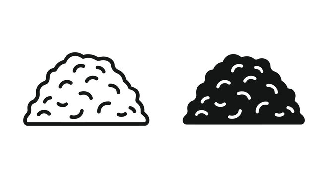 Pile of rice or grains icon set
