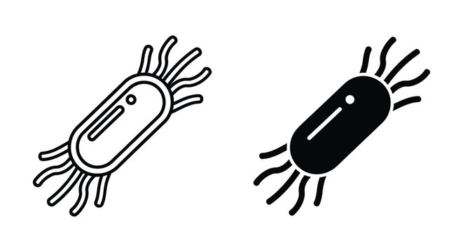 Bacteria cell icon set, vector illustration