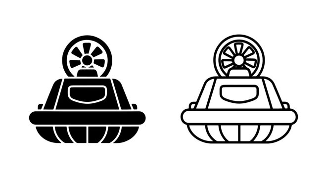 Hovercraft Vector Icons, Air Cushion Vehicle, Transportation Design Elements