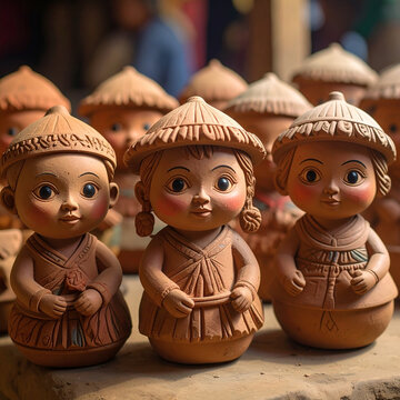 Traditional Handcrafted Clay Child Figurines