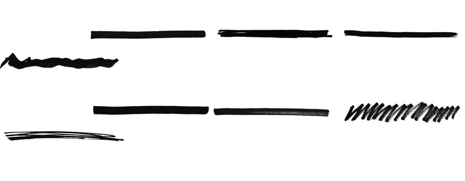 Secret Document Censor Brush Set, Black Redaction Marker Smears Collection, Hand Drawn Blackout PNG Graphics.