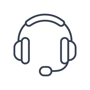 Minimal tech support headset icon with microphone. Clean flat SVG design ideal for customer service, helpdesk, call centers, and support applications.